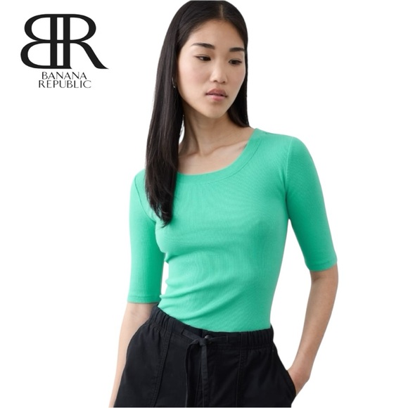 NWT Banana Republic Ribbed Elbow Sleeve Top Multiple Sizes - Picture 1 of 6